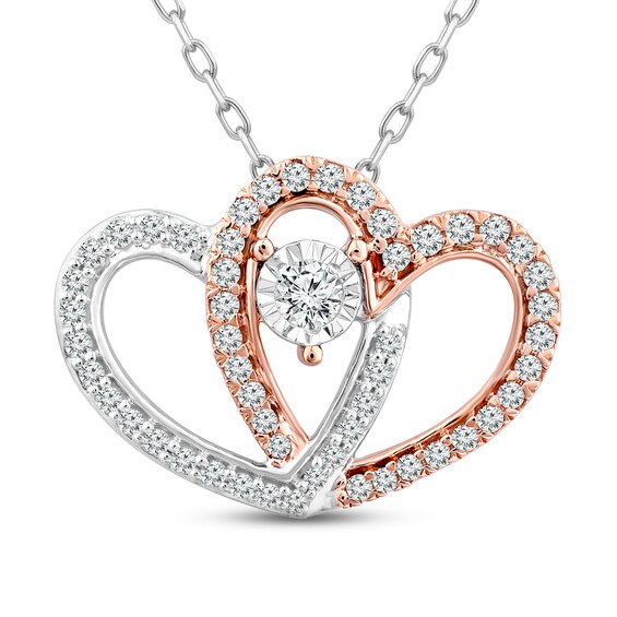Previously Owned Diamond Heart Necklace 1/ ct tw Round-Cut 10K Two-Tone Gold 18