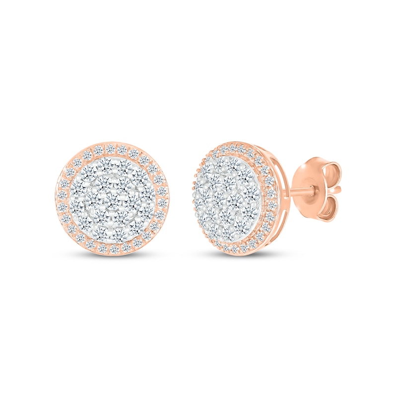 Main Image 1 of Previously Owned Multi-Diamond Stud Earrings 1-1/8 ct tw Round-cut 10K Rose Gold