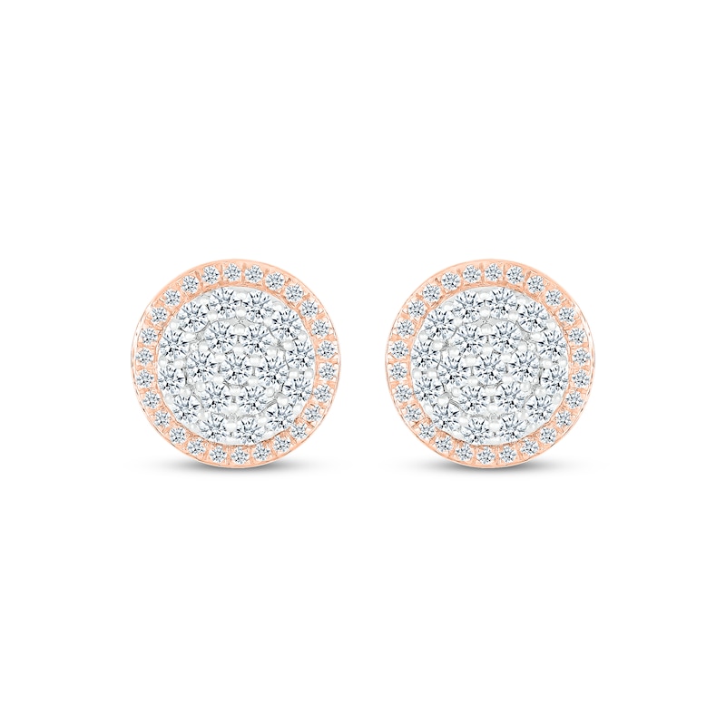 Main Image 2 of Previously Owned Multi-Diamond Stud Earrings 1-1/8 ct tw Round-cut 10K Rose Gold