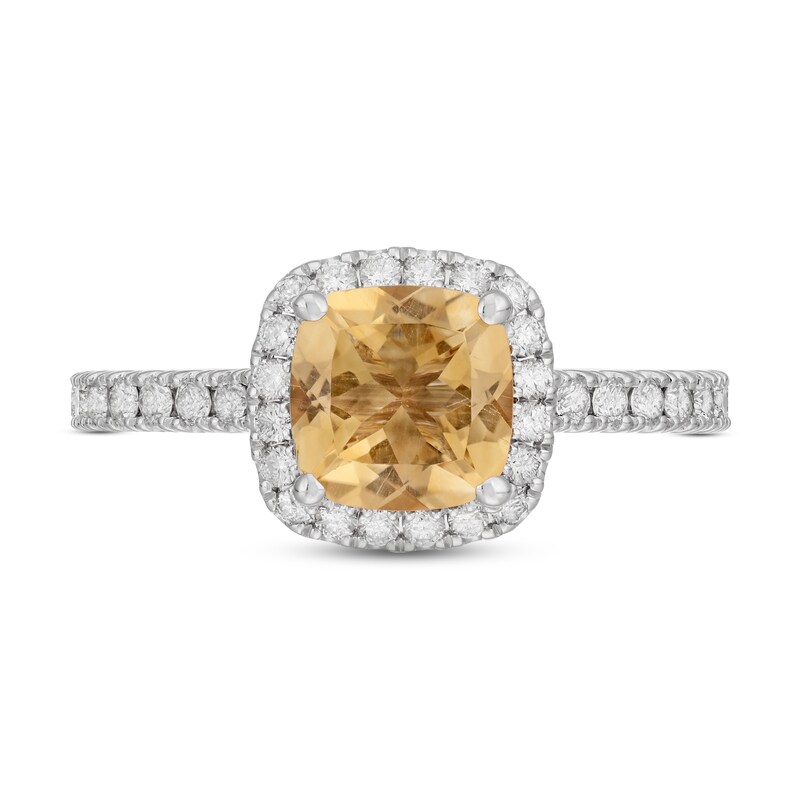 Main Image 3 of Previously Owned Neil Lane Cushion-cut Citrine Engagement Ring 5/8 ct tw Diamonds 14K White Gold