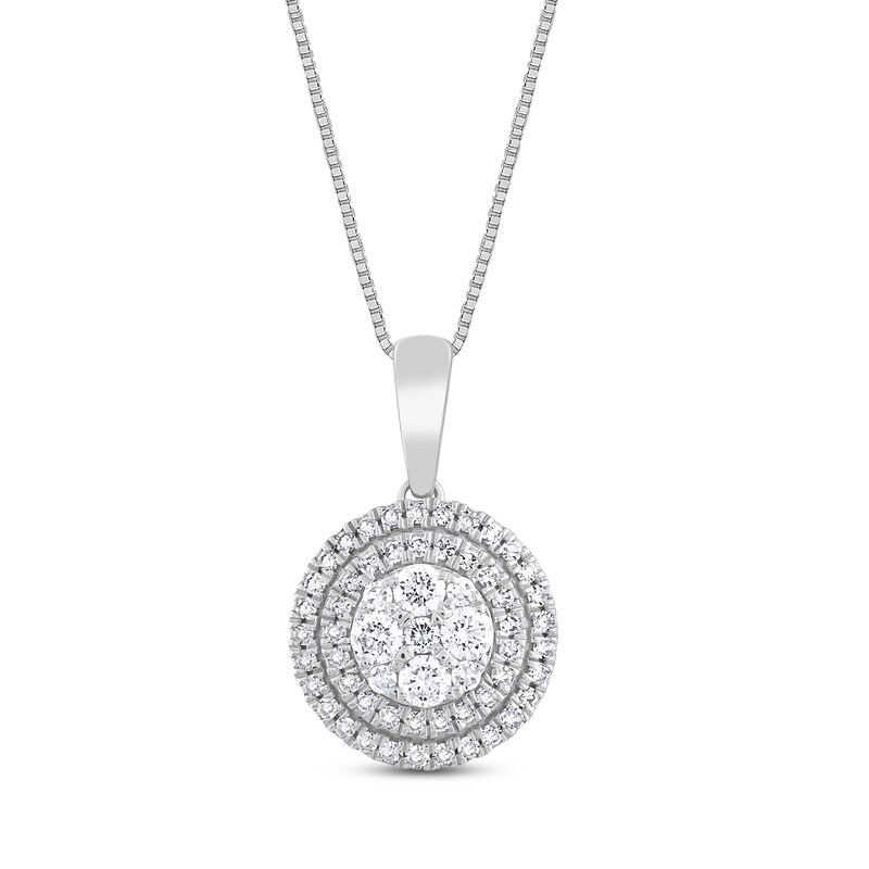 Main Image 1 of Previously Owned Diamond Necklace 3/8 ct tw 10K White Gold 18"