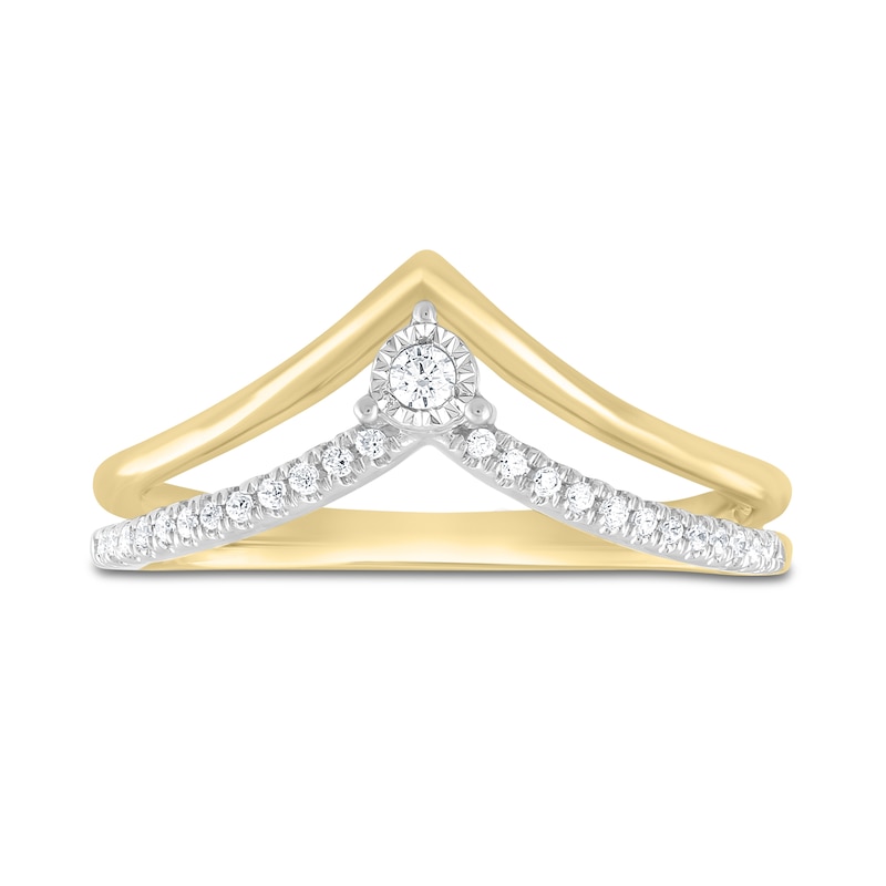 Main Image 1 of Previously Owned Diamond "V" Ring 1/10 ct tw Round-Cut 10K Yellow Gold