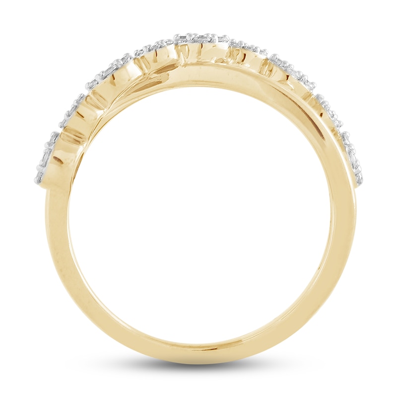 Main Image 2 of Previously Owned Diamond Bypass Cluster Ring 1/3 ct tw Round-cut 10K Yellow Gold