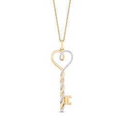 Previously Owned Hallmark Diamonds Key Necklace 1/10 ct tw 10K Yellow Gold 18&quot;