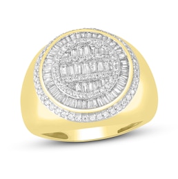 Previously Owned Men's Diamond Ring 1-1/4 ct tw Round & Baguette 10K Yellow Gold