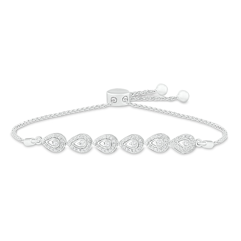 Main Image 1 of Previously Owned Diamond Bolo Bracelet 1/2 ct tw Round-Cut Sterling Silver 9.5"