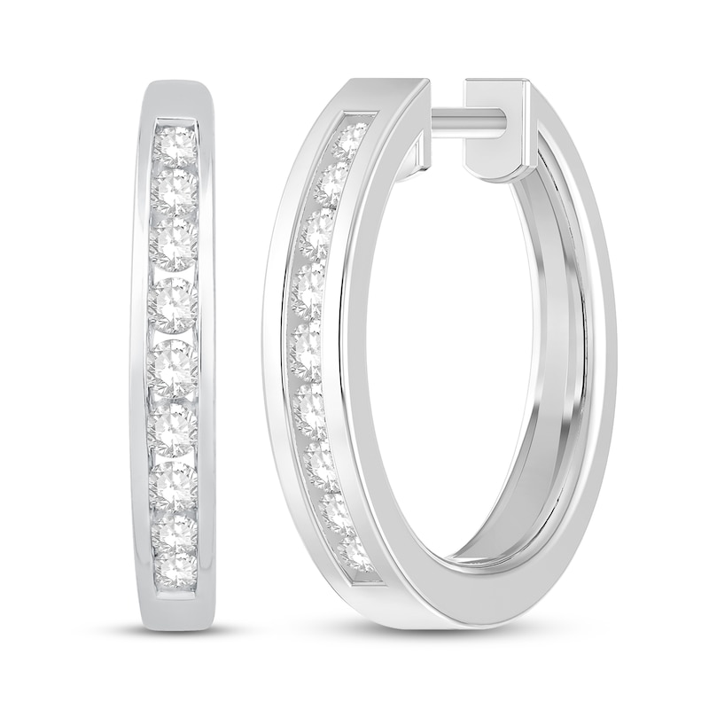 Previously Owned Diamond Hoop Earrings 1/4 ct tw Round-Cut 10K White Gold