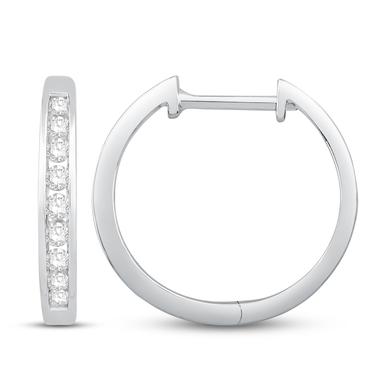 Previously Owned Diamond Hoop Earrings 1/4 ct tw Round-Cut 10K White Gold