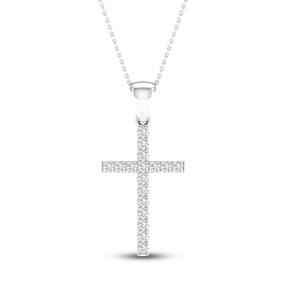 Previously Owned Diamond Cross Necklace 1/5 ct tw Round-Cut Sterling Silver 18"