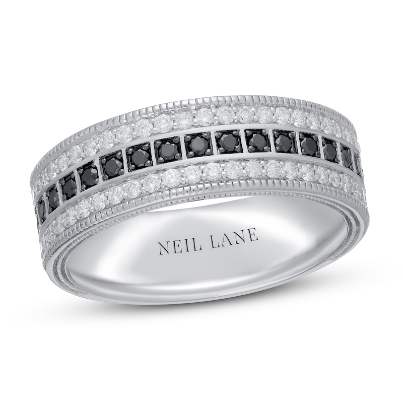 Main Image 1 of Previously Owned Neil Lane Men’s White & Black Diamond Wedding Band 3/4 ct tw 14K White Gold