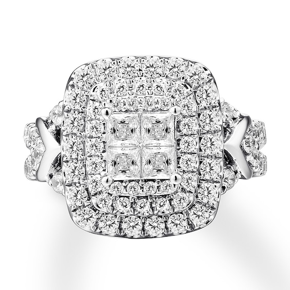 Previously Owned Multi-Stone Princess Diamond Engagement Ring 1-3/4 ct tw 14K White Gold