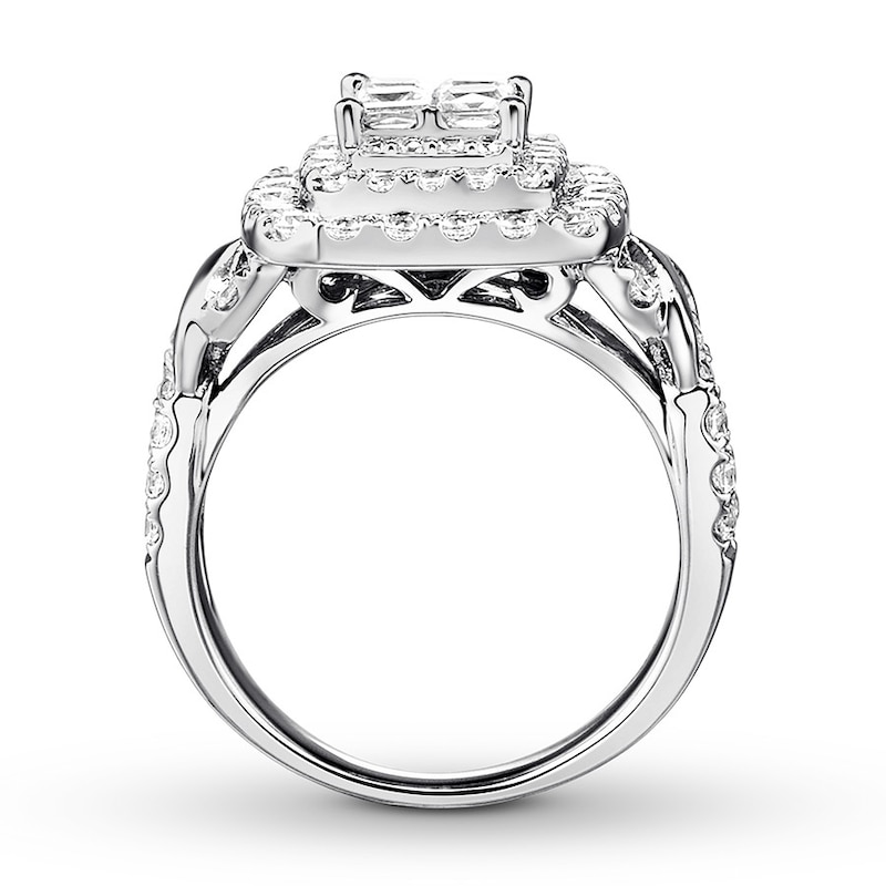 Main Image 2 of Previously Owned Multi-Stone Princess Diamond Engagement Ring 1-3/4 ct tw 14K White Gold