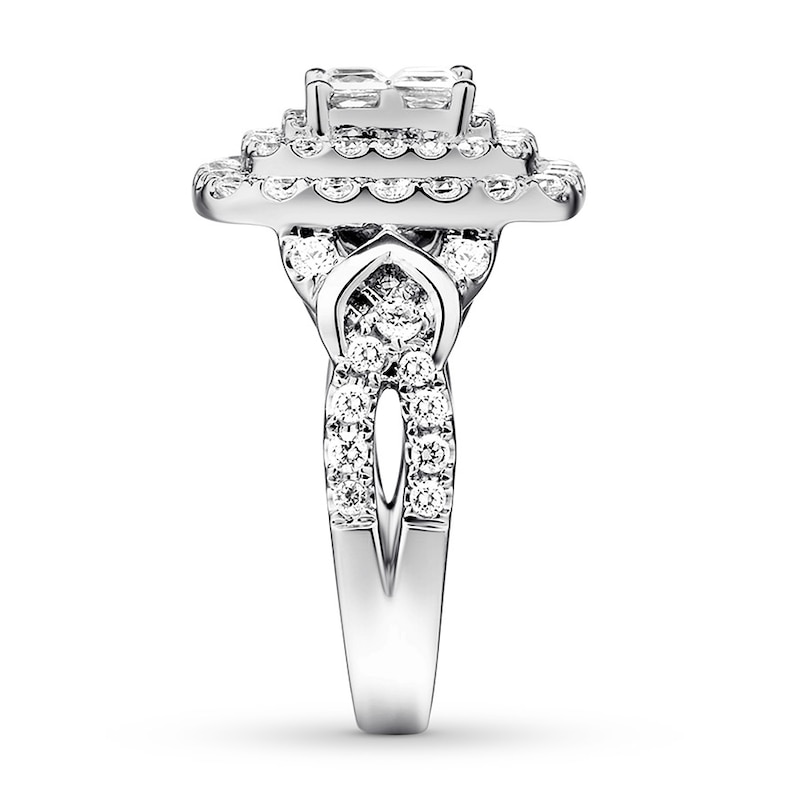 Main Image 3 of Previously Owned Multi-Stone Princess Diamond Engagement Ring 1-3/4 ct tw 14K White Gold