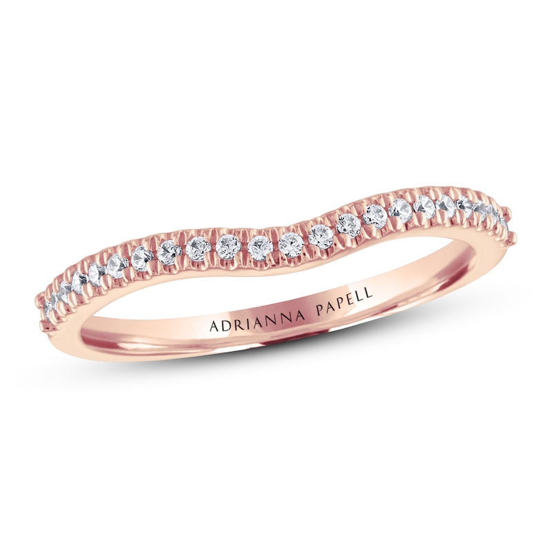 Main Image 2 of Previously Owned Adrianna Papell Diamond Wedding Band 1/8 ct tw Round-cut 14K Rose Gold