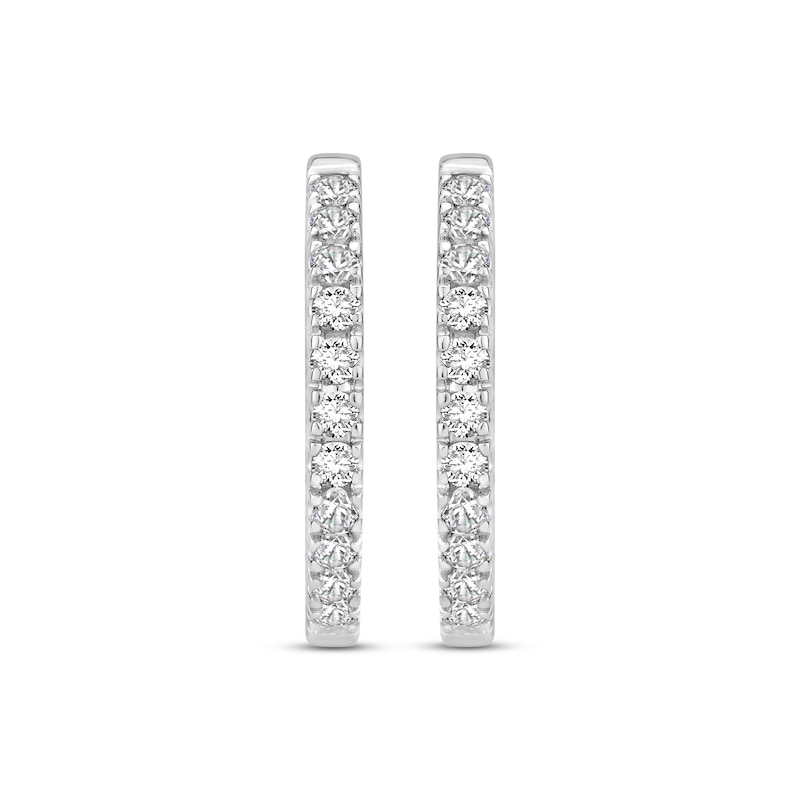 Main Image 2 of Previously Owned Diamond Hoop Earrings 1 ct tw Round-cut 10K White Gold
