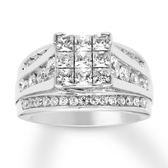 Previously Owned Diamond Engagement Ring 2 ct tw Princess & Round 14K White Gold
