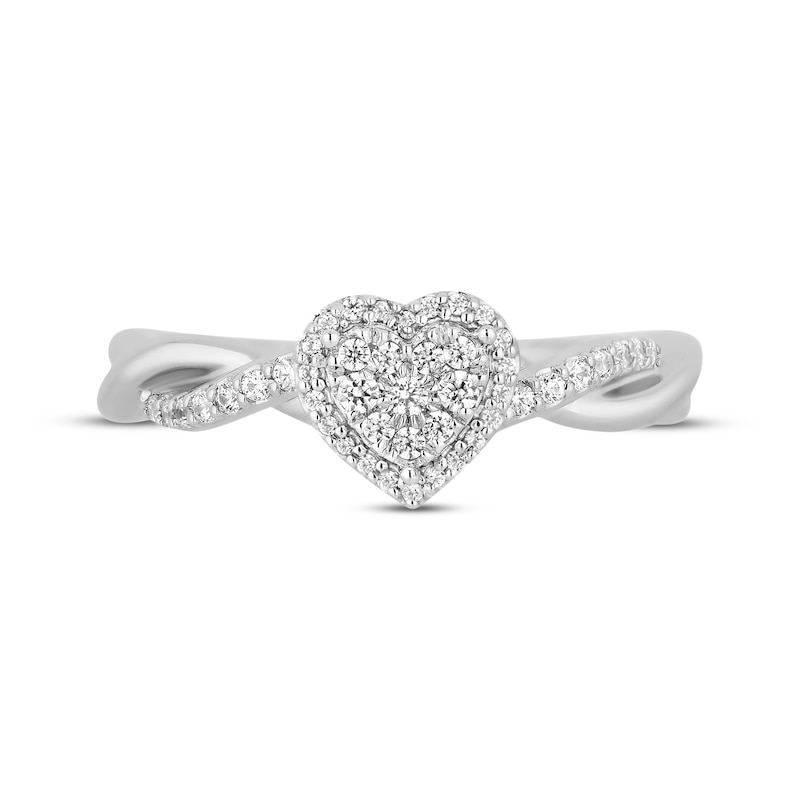 Main Image 4 of Hallmark Diamonds Multi-Stone Heart Frame Promise Ring 1/4 ct tw Sterling Silver
