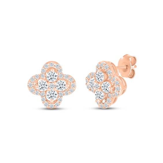 Previously Owned Diamond Flower Stud Earrings 5/8 ct tw 10K Rose Gold