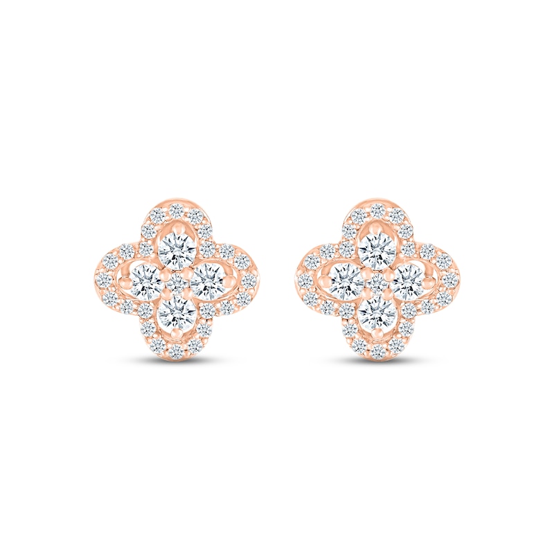 Main Image 2 of Previously Owned Diamond Flower Stud Earrings 5/8 ct tw 10K Rose Gold