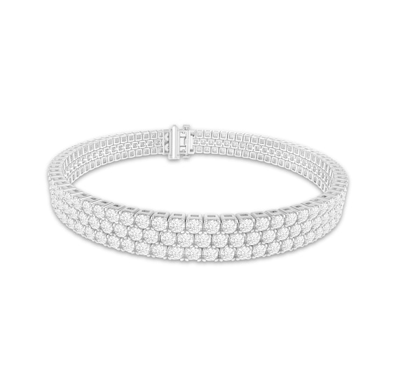 KAY Lab-Grown Diamonds Triple-Row Bracelet 10 ct tw 10K White Gold 7.25"