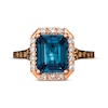 Previously Owned Le Vian Blue Topaz Ring 1/3 ct tw Diamonds 14K Strawberry Gold