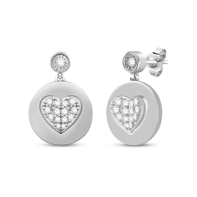 Main Image 1 of Previously Owned Signature Heart Diamond Earrings 1/3 ct tw Sterling Silver
