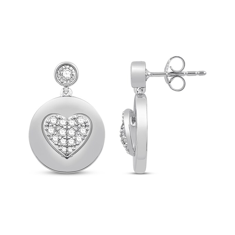 Main Image 3 of Previously Owned Signature Heart Diamond Earrings 1/3 ct tw Sterling Silver