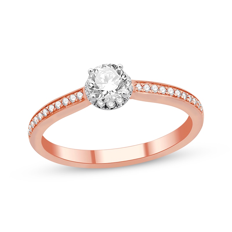 Main Image 1 of Previously Owned Diamond Engagement Ring 1/2 ct tw Round-cut 10K Rose Gold