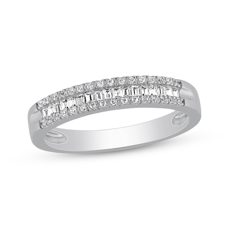 Previously Owned Diamond Anniversary Band 1/5 ct tw Round & Baguette-cut 10K White Gold