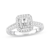 Previously Owned Diamond Engagement Ring 1/2 ct tw Emerald & Round-cut 14K White Gold