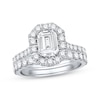 Previously Owned Diamond Bridal Set 1/2 ct tw Emerald & Round-cut 14K White Gold