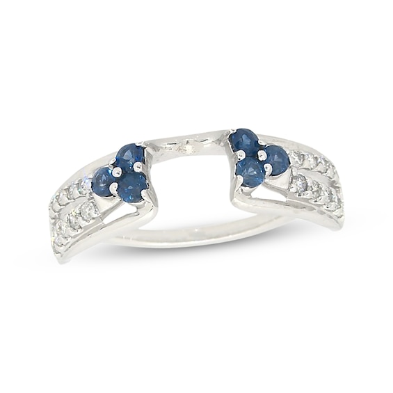 Previously Owned Blue Sapphire Enhancer Ring 1/4 ct tw Round-cut Diamonds 14K White Gold