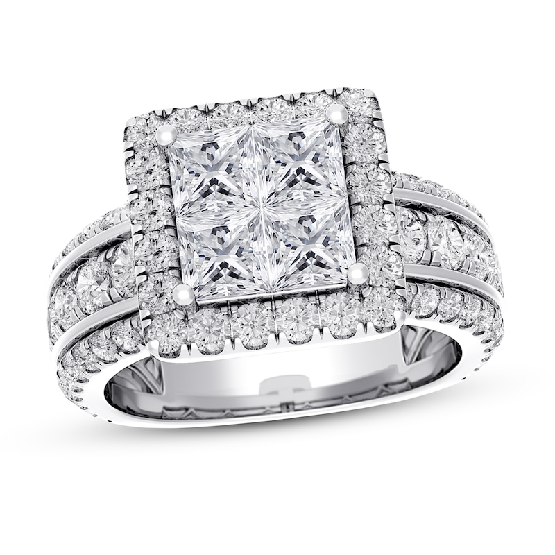 Main Image 1 of Previously Owned Diamond Engagement Ring 4 ct tw Princess & Round 14K White Gold