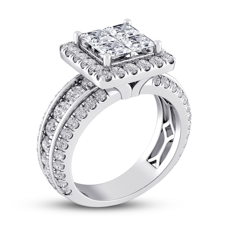 Main Image 2 of Previously Owned Diamond Engagement Ring 4 ct tw Princess & Round 14K White Gold