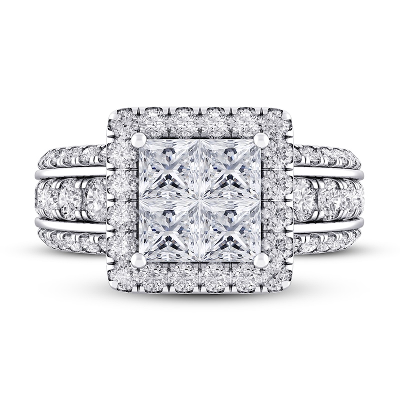 Main Image 3 of Previously Owned Diamond Engagement Ring 4 ct tw Princess & Round 14K White Gold