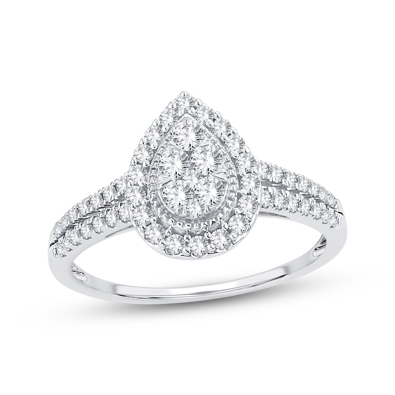 Previously Owned Multi-Stone Diamond Engagement Ring 1/2 ct tw Round-cut 10K White Gold