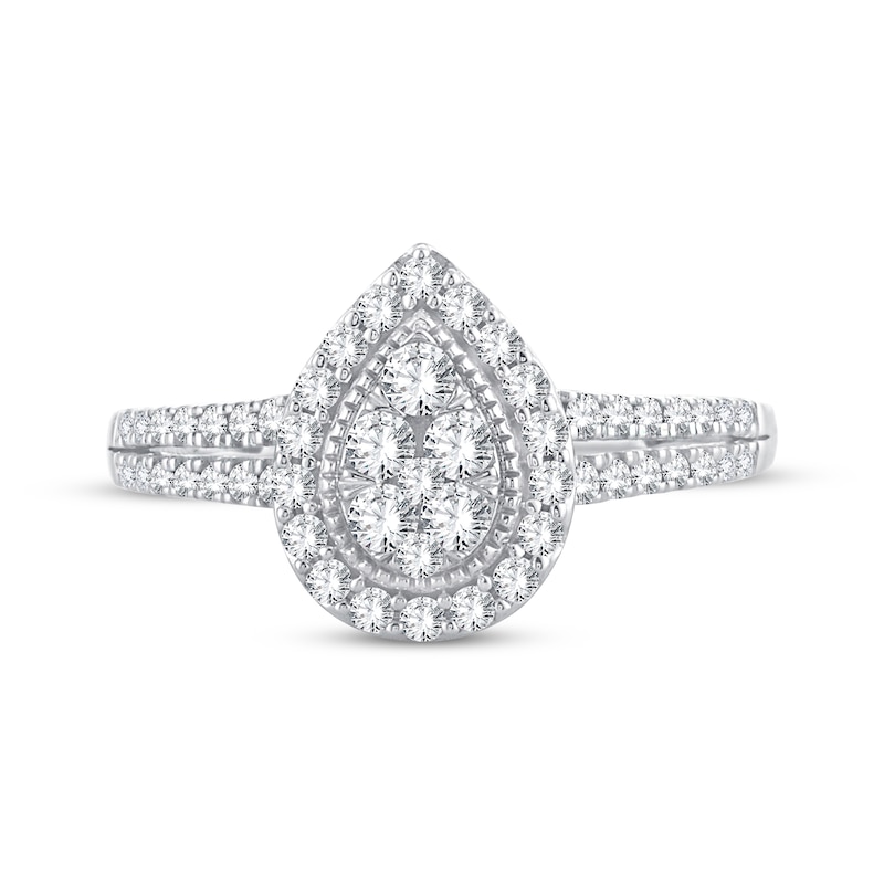 Previously Owned Multi-Stone Diamond Engagement Ring 1/2 ct tw Round-cut 10K White Gold