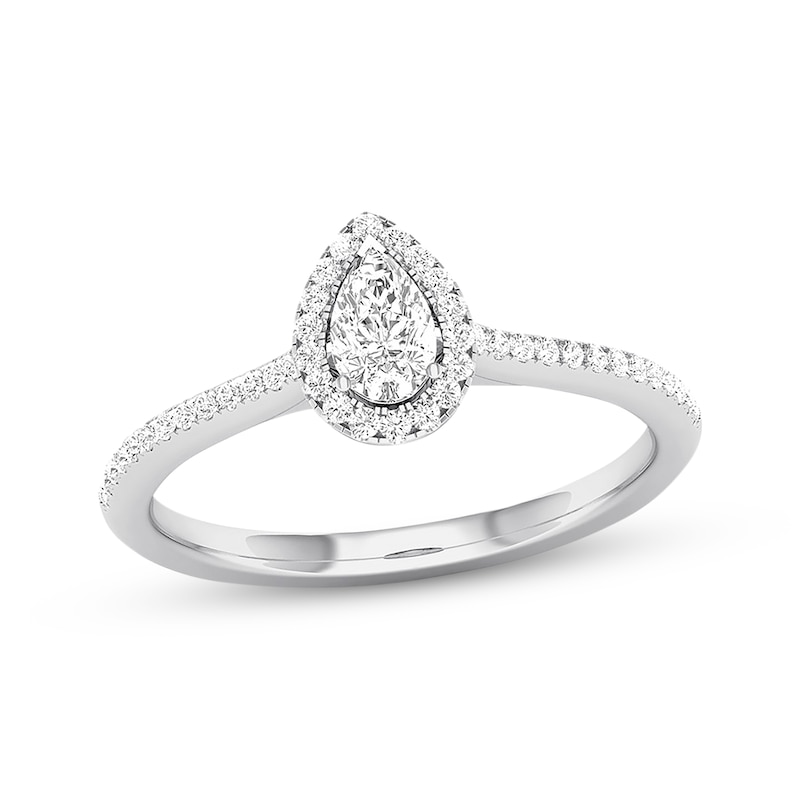 Main Image 1 of Previously Owned Diamond Engagement Ring 1/3 ct tw Pear & Round-cut 10K White Gold