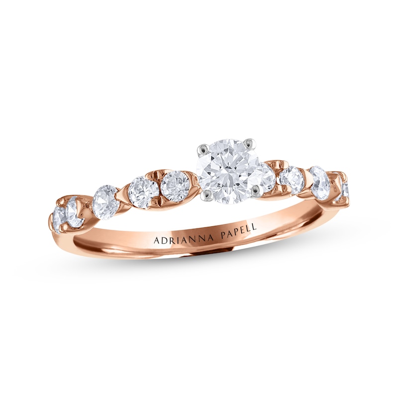 Main Image 1 of Previously Owned Adrianna Papell Diamond Engagement Ring 5/8 ct tw Round-cut 14K Rose Gold