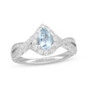 Previously Owned Neil Lane Aquamarine Engagement Ring 1/2 ct tw Pear & Round-cut Diamonds 14K White Gold