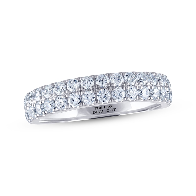 Previously Owned THE LEO Ideal Cut Diamond Anniversary Ring 1 ct tw Round-cut 14K White Gold