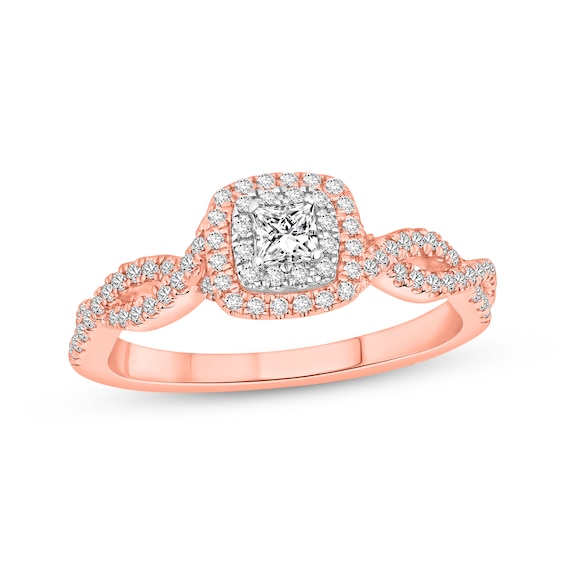 Previously Owned Diamond Engagement Ring 3/8 ct tw Princess & Round 10K Two-Tone Gold