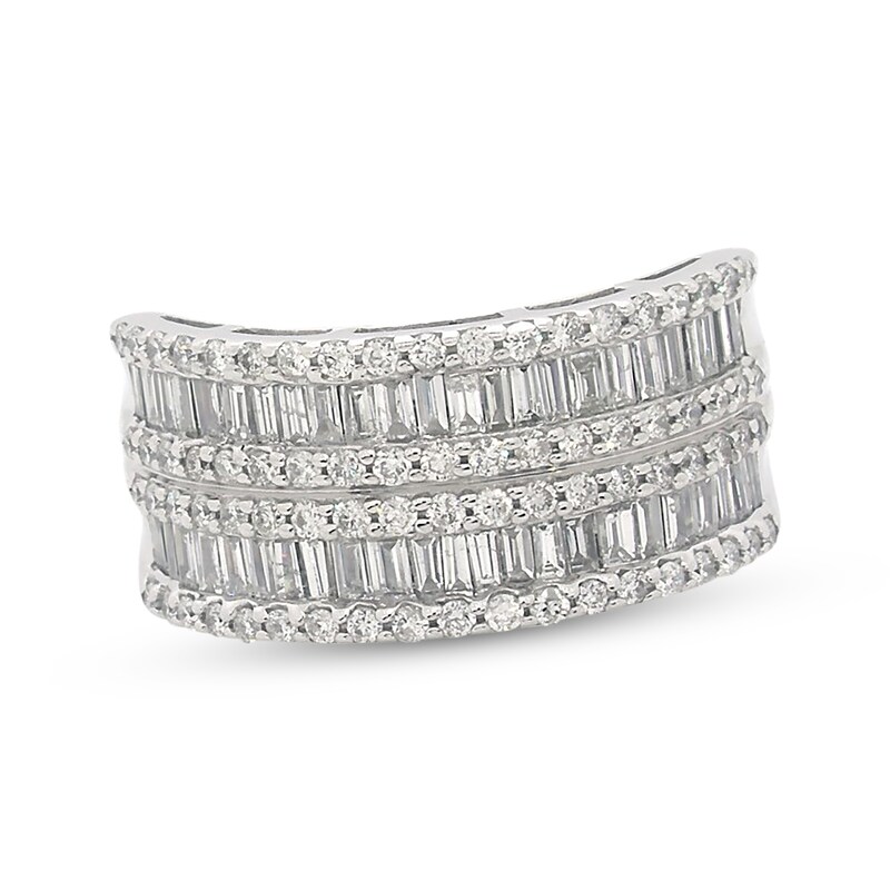 Main Image 1 of Previously Owned Diamond Anniversary Ring 1-1/2 ct tw Round & Baguette-cut 10K White Gold