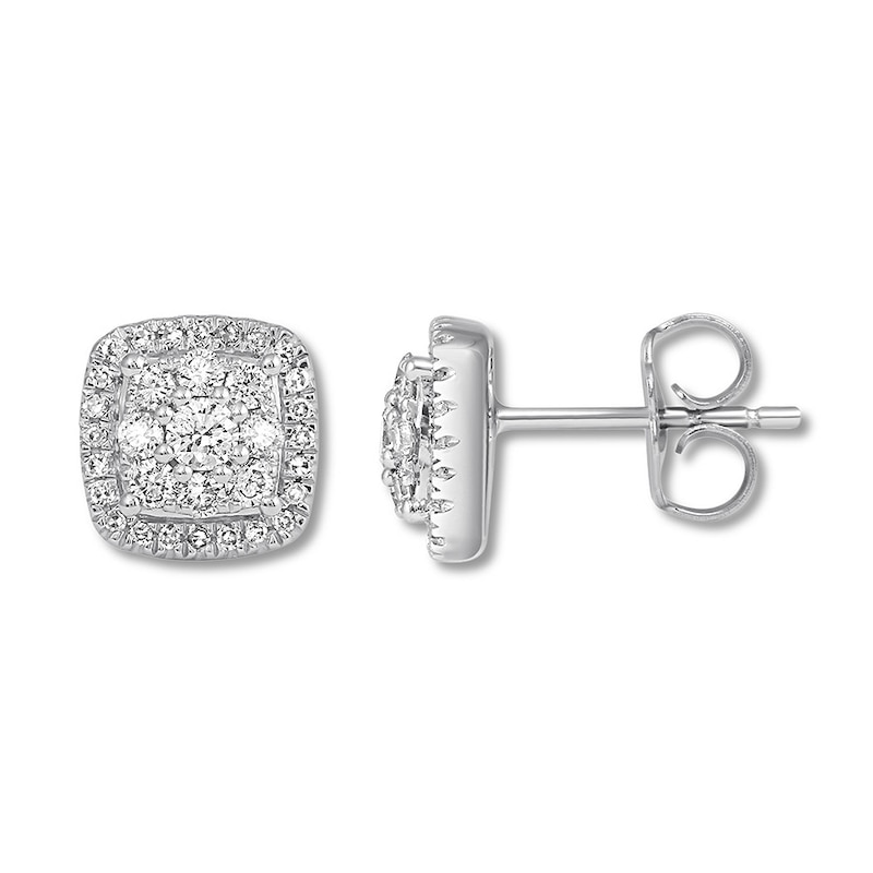 Main Image 1 of Previously Owned Diamond Stud Earrings 1/2 ct tw Round-cut 14K White Gold
