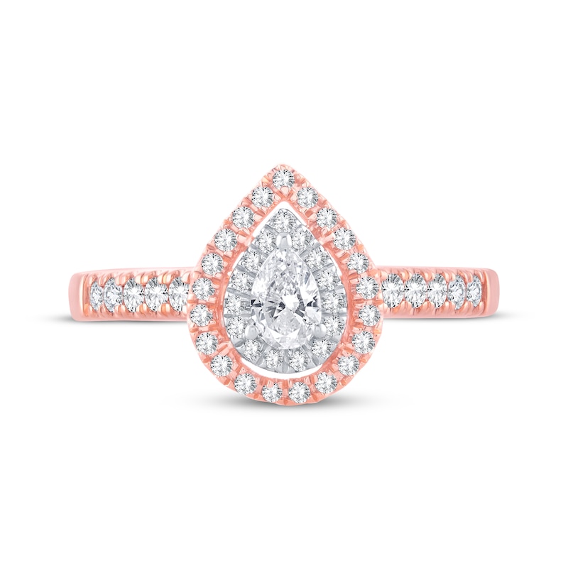 Main Image 3 of Previously Owned Diamond Engagement Ring 1/2 ct tw Pear & Round 14K Rose Gold