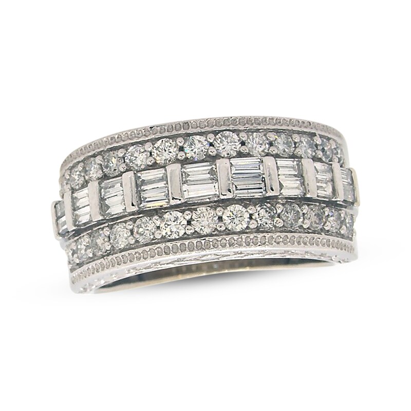 Previously Owned Diamond Anniversary Ring 1 ct tw Round & Baguette-cut 14K White Gold