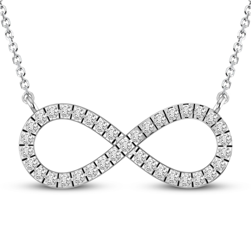 Main Image 1 of Previously Owned Diamond Infinity Necklace 1/6 ct tw Round-cut 10K White Gold 18"