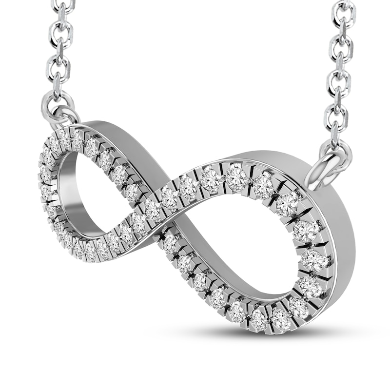 Main Image 2 of Previously Owned Diamond Infinity Necklace 1/6 ct tw Round-cut 10K White Gold 18"