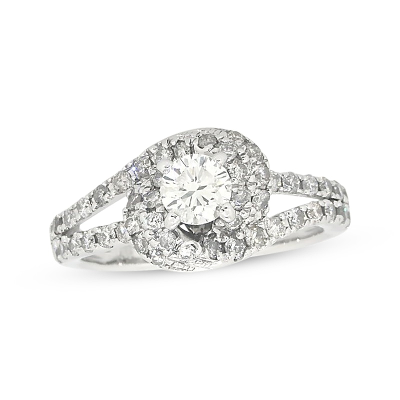Main Image 1 of Previously Owned Diamond Engagement Ring 7/8 ct tw Round-cut 14K White Gold