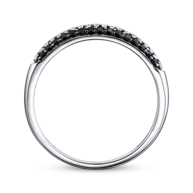 Main Image 2 of Previously Owned Black/White Diamond Anniversary Ring 1/4 ct tw Round-cut 10K White Gold